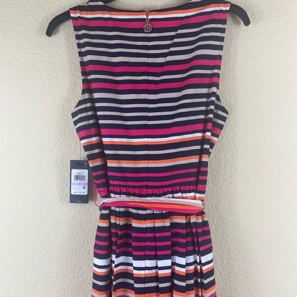 Tommy Hilfiger striped fit and flare cotton dress with belt size 6 Small - Picture 7 of 11